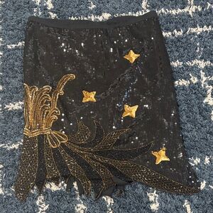 Vintage Beaded Embroidered Silk Skirt.